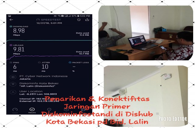 Penarikan dan Konektivitas Jaringan Primer Diskominfostandi di Dishub Kota Bekasi