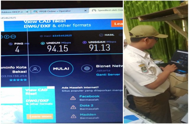 Monitoring Jaringan Internet Diskominfo untuk PPDB Online 2019 di SMP Negeri 36 Kota Bekasi