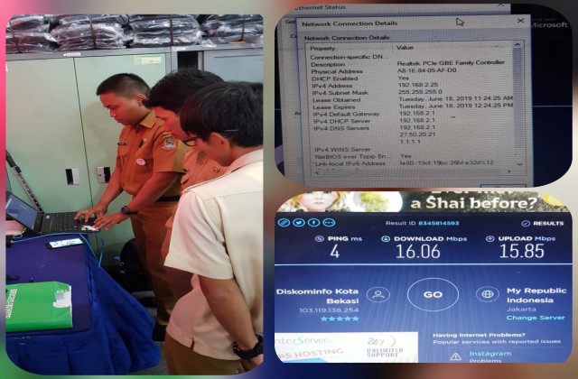 Monitoring Jaringan Internet Diskominfo untuk PPDB Online 2019 di SMP Negeri 10 Kota Bekasi
