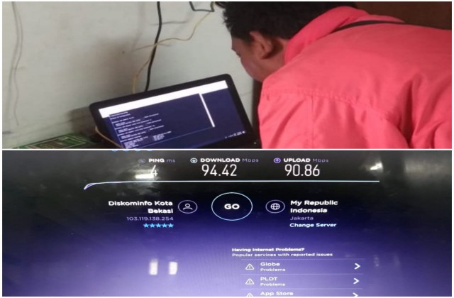 Monitoring Jaringan Internet Diskominfo untuk PPDB Online 2019 di SMP Negeri 44 Kota Bekasi