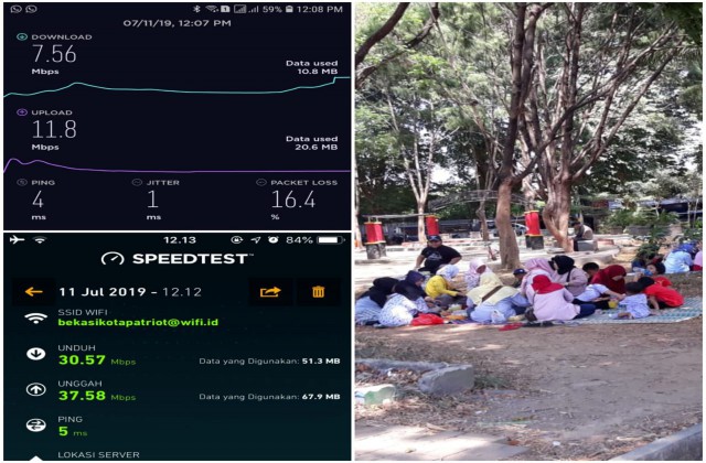 Pengecekan dan Uji Konektivitas Internet Wifi Bekasikotapatriot di Taman Duta Harapan