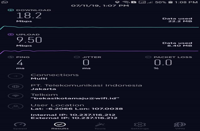 Pengecekan dan Uji Konektivitas Internet Wifi Bekasikotapatriot di Kecamatan Bekasi Utara