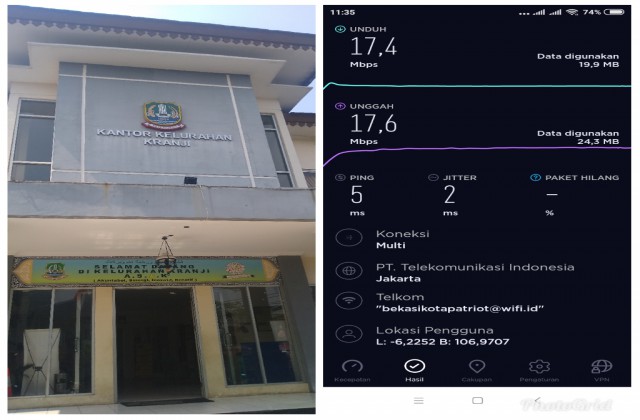 Pengecekan dan Uji Konektivitas Internet Wifi Bekasikotapatriot di Kelurahan Kranji