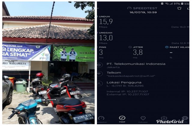 Pengecekan dan Uji Konektivitas Internet Wifi Bekasikotapatriot di Puskesmas Marga Mulya