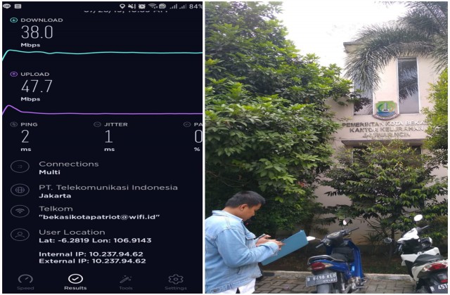 Pengecekan dan Uji Konektivitas Internet Wifi Bekasikotapatriot di Kelurahan Jatiwaringin