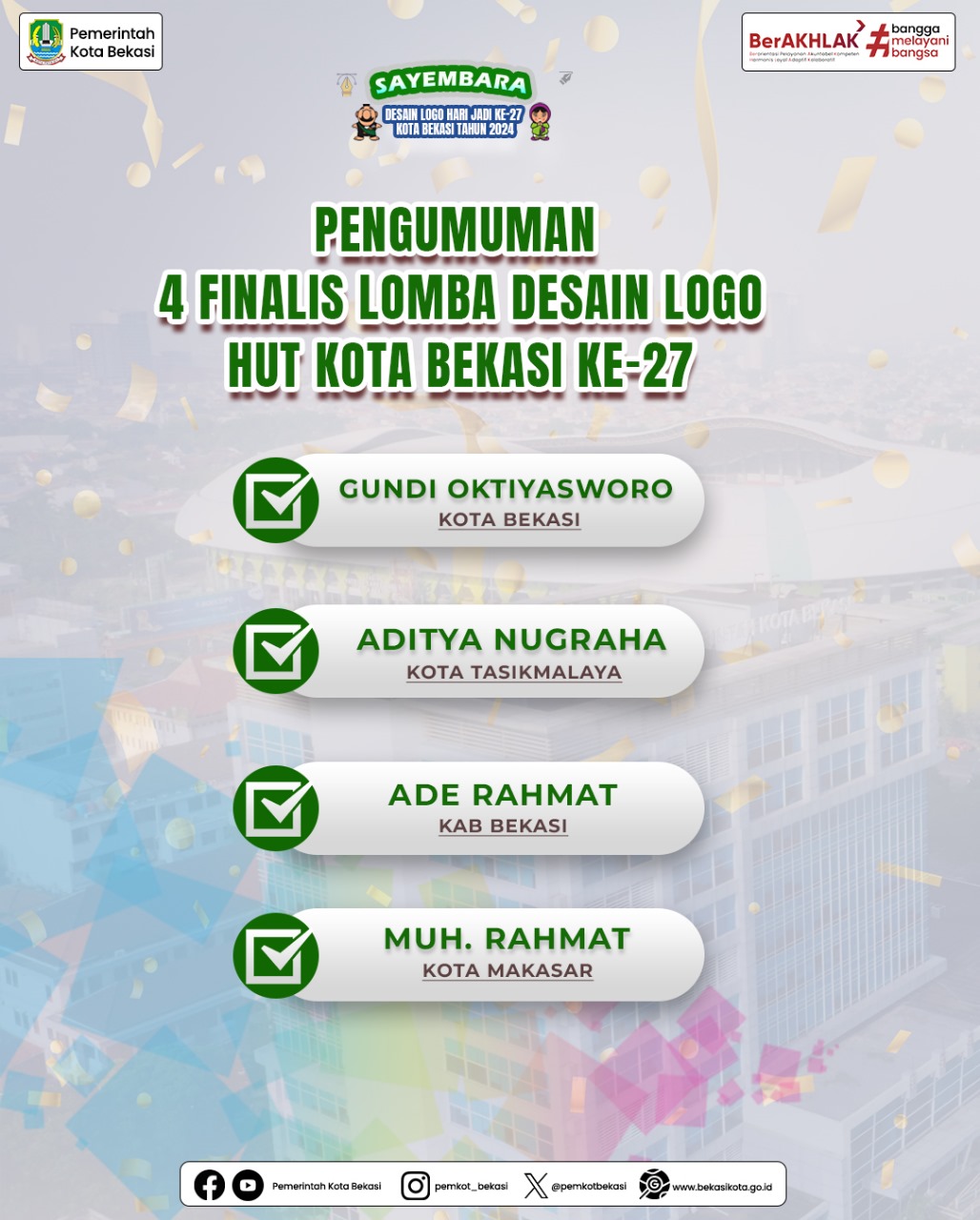 Empat Besar Finalis Lomba Desain Logo HUT Kota Bekasi Ke-27
